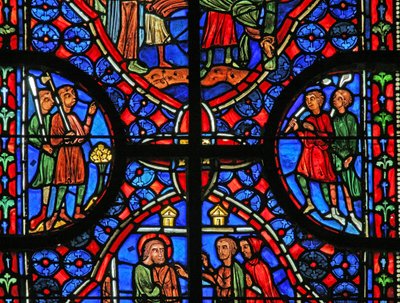 Fönster w11 som visar bakgrund och design i St Andrew-fönstret av French School