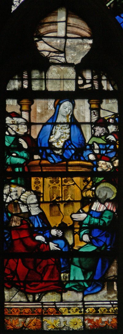 Fönster w125 som visar en scen från Maria Magdalenas liv - helgonets predikan av French School