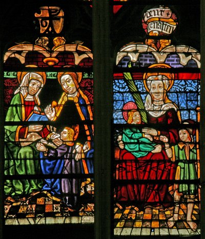 Fönster w132 föreställande Mary Salome? Sankta Anna, Maria och Kristus av French School