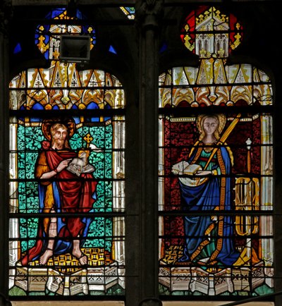 Fönster w134 föreställande St John Baptist och St Catherine av French School
