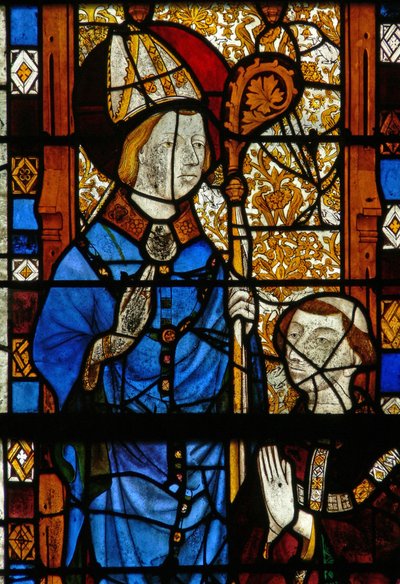 Fönster w17 föreställande St Nicholas och donatorn Oudin de Troyes av French School