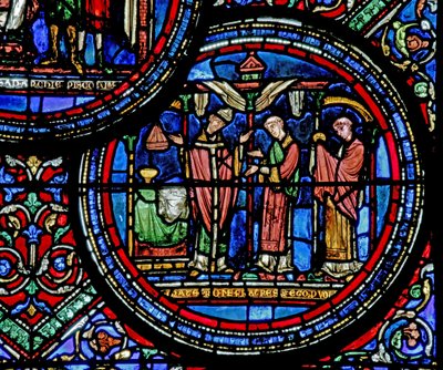Fönster w23 föreställande St Thomas Becket firar mässa av French School