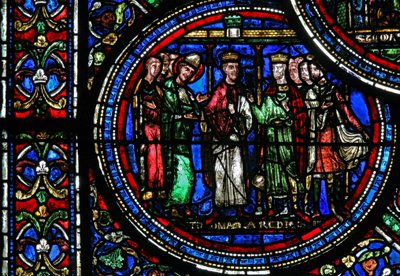 Fönster w23 föreställande St Thomas Becket med Henrik II och Ludvig VII av French School