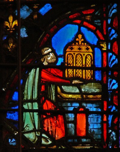 Fönster w3 Moses presenterar prinsarnas offergåvor Numb VII 4-5 av French School