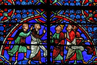 Fönster w3 som visar diskussionen om Cana-äktenskapet av French School