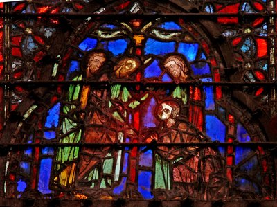 Fönster w4 Moses betecknar Joshua Deut XXIV 9 av French School