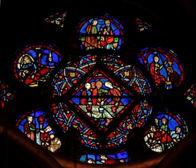 Window w4-scener från berättelsen om Rut och Boas av French School
