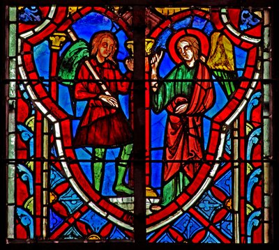 Fönster w5 Gideon möter och ängel. Domare VI 11 av French School