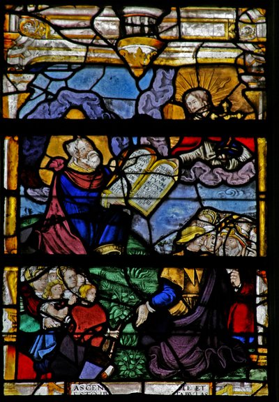 Fönster w5 föreställande Moses på berget Sinai av French School