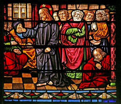 Fönster w6 som visar Kristus som predikar av French School