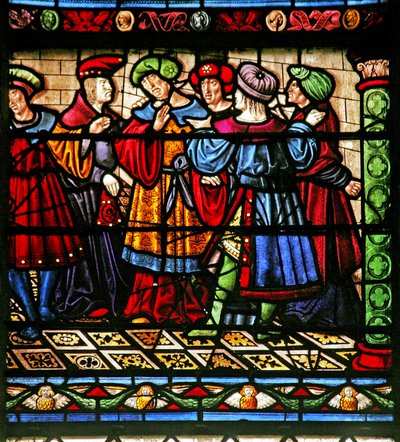 Fönster w6 föreställande fariséer i synagogan av French School