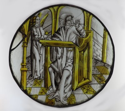 Fönster w76 föreställande St Matteus med sin symbolängel av French School