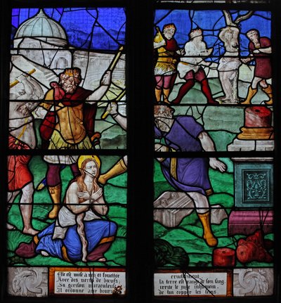 Fenster w7 mit einer Szene aus dem Leben der Heiligen Barbara von French School