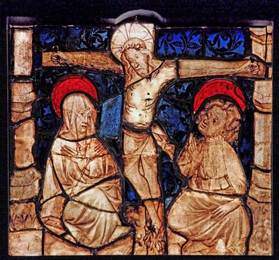 Fönster w7 som visar korsfästelsen, från Church of Betton, Bretagne av French School