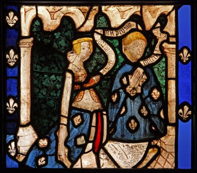 Fönster w9 som visar donatorer, från Church of Betton, Bretagne av French School