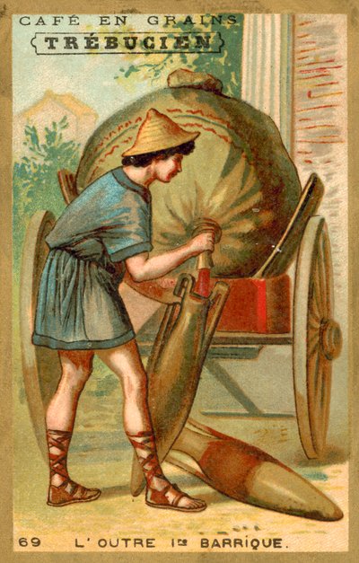 Wineskin - det första fatet (chromolitho) av French School