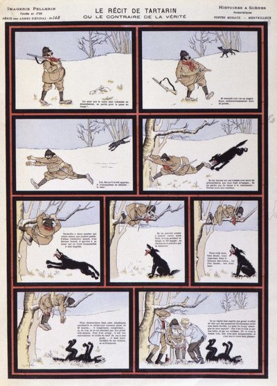Wolf Hunt, "" Tartarins berättelse eller motsatsen till sanning"" - bild av Epinal, Paris, 1900-talet av French School