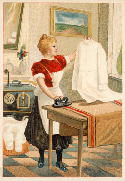 Kvinna stryker (chromolitho) av French School