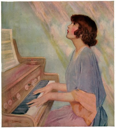 Kvinna som spelar orgel av French School