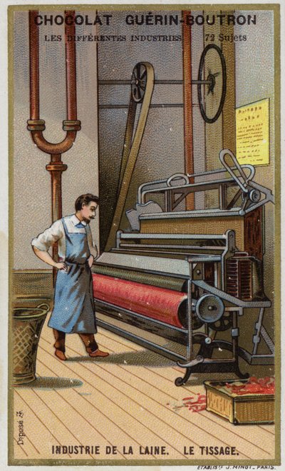 Ullindustri. Vävning (chromolitho) av French School