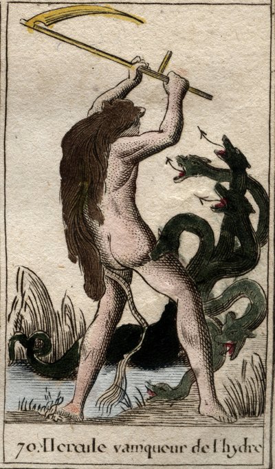 Works of Hercules: "" Hercules killing the Lernaean Hydra"" (Labor of Heracles, Hercules killing the Lernaean Hydra) Från "" Mythology of Youth "" av Pierre Blanchard 1803. av French School