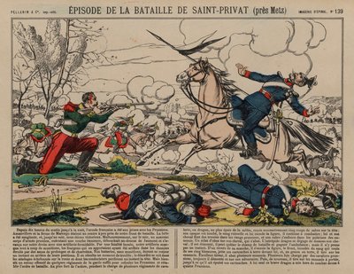 Sårad fransk drake skjuter en preussisk lanser i slaget vid Saint-Privat, fransk-preussiska kriget av French School