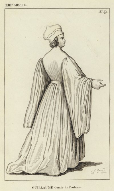 XIII Century, Guillaume, greve av Toulouse (gravyr) av French School