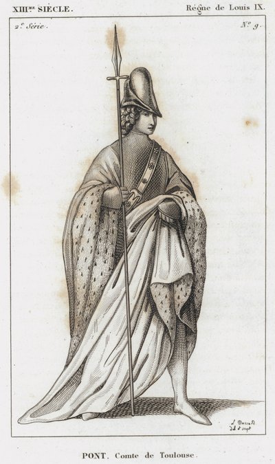 XIII-talet, Ludvig IX:s regeringstid, Pont, greve av Toulouse (gravyr) av French School