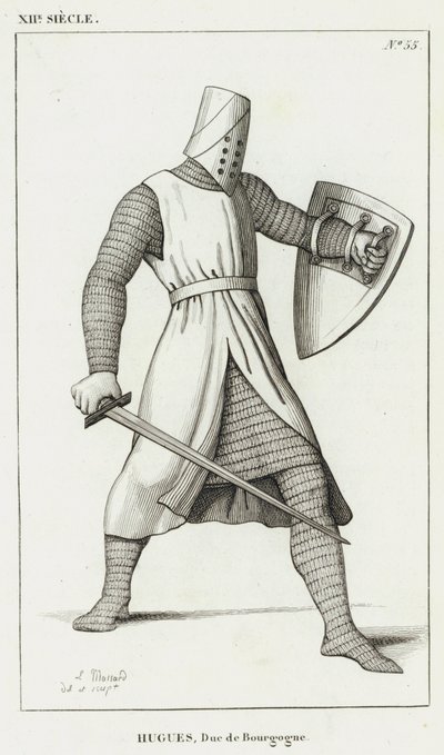 XII Century, Hugh, hertig av Bourgogne (gravyr) av French School