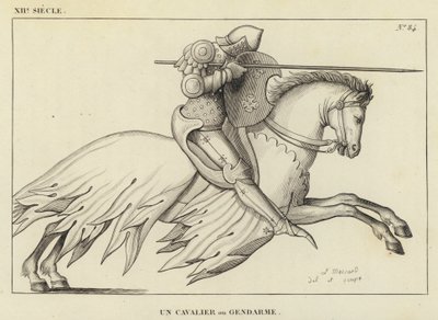 12. Jahrhundert, ein Reiter oder Gendarm (Gravur) von French School