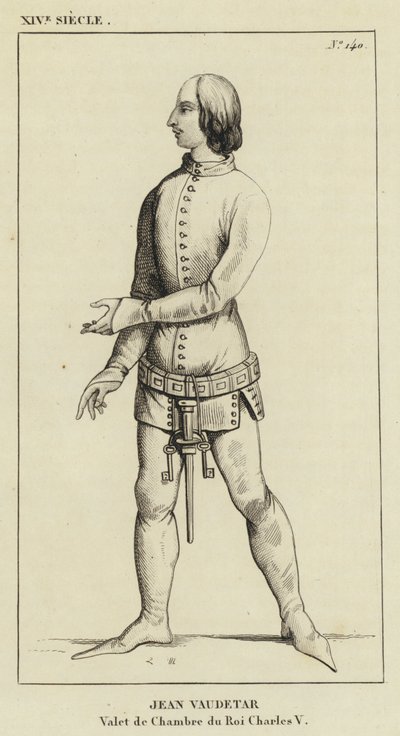 XIV Century, Jean Vaudetar, Valet de Chambre av kung Charles V (gravyr) av French School