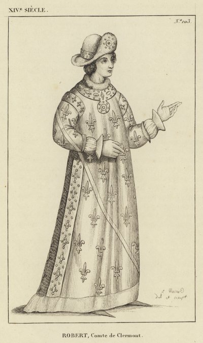 XIV Century, Robert, greve av Clermont (gravyr) av French School