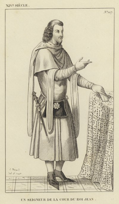 XIV Century, A Lord of the Court of King John (gravyr) av French School