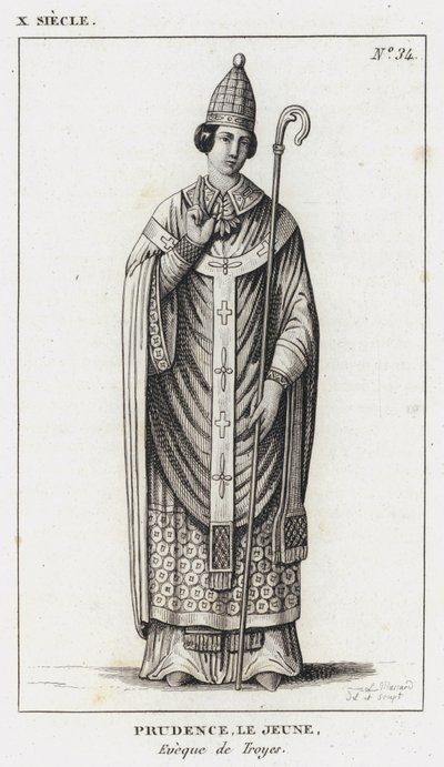 X Century, Prudence den yngre, biskop av Troyes (gravyr) av French School