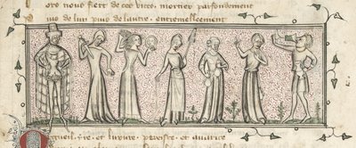 Yates Thompson 21, f. 165, Seven Deadly Sins, ca 1380 (vellum) av French School