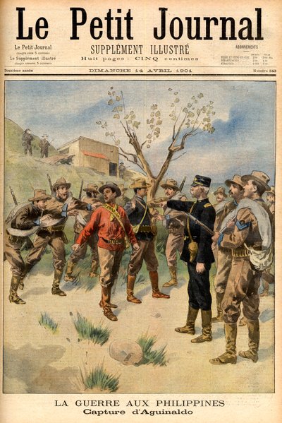 arrestering av frihetskämpen Emilio Aguinaldo Förstasidan av tidningen "Le Petit Journal" 14 april av French School