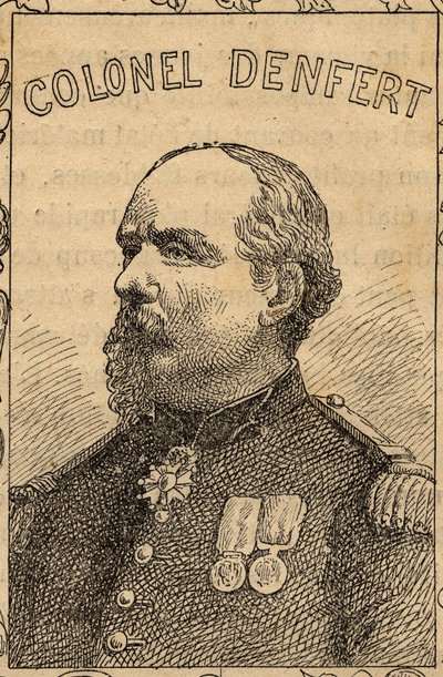 porträtt av den franske översten Pierre Philippe Denfert-Rochereau - 1870-71 (gravyr) av French School