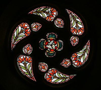 rosenfönster i västra änden (målat glas) av French School