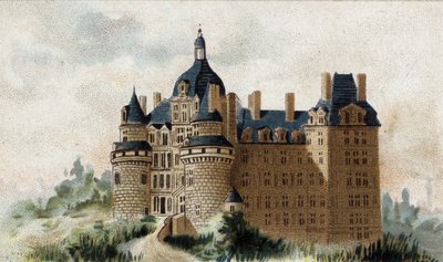 utsikt över slottet Brissac (Maine et Loire). av French School