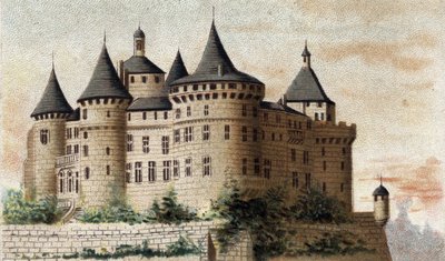 utsikt över slottet Chastellux (Yonne). av French School