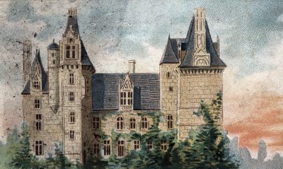 utsikt över slottet Montigny-le-Ganelon (Montigny le ganelon) (Eure et loir). av French School