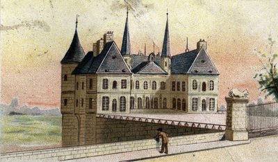 utsikt över slottet Randan (Puy de dome) av French School