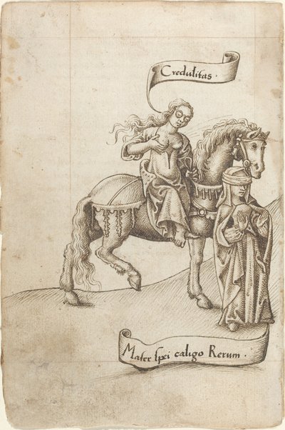 Godtrohet förbereder sig för att vårda hoppets moder [fol. 18 verso] av French early 16th Century