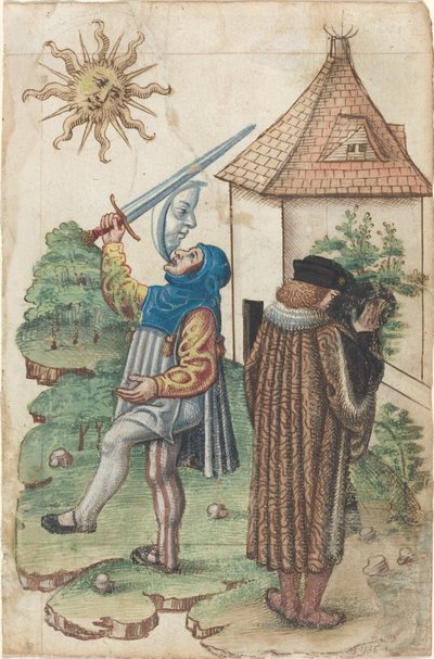 "Speak Not Against the Sun" och "Gör inte vatten mot solen" [fol. 39 recto] av French early 16th Century