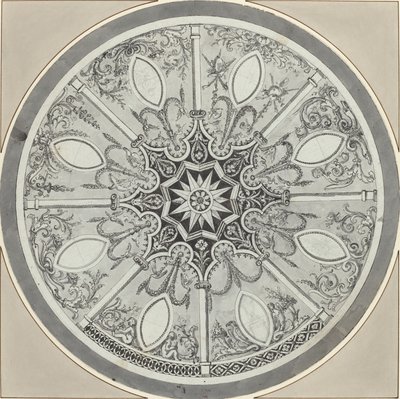 Design för en infälld rund bordsskiva, med alternativ av French or Italian 18th Century