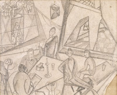 Frida och hennes samtida, ca 1925 (blyerts på papper) av Frida Kahlo
