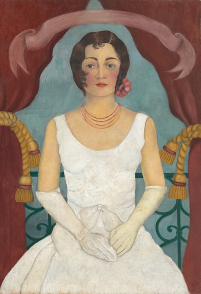 Porträtt av en dam i vitt, ca 1929 (olja på duk) av Frida Kahlo