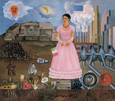 Självporträtt på gränsen mellan Mexiko och USA av Frida Kahlo
