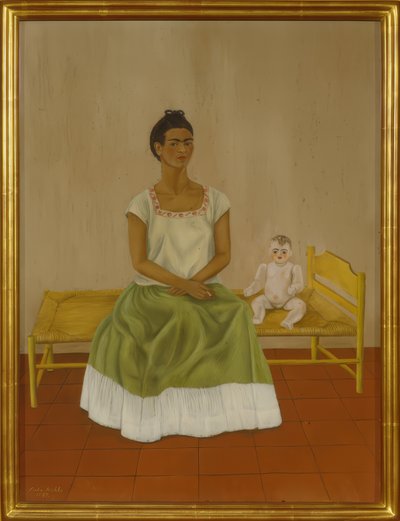 Självporträtt med säng av Frida Kahlo
