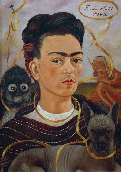Självporträtt med Changuito av Frida Kahlo